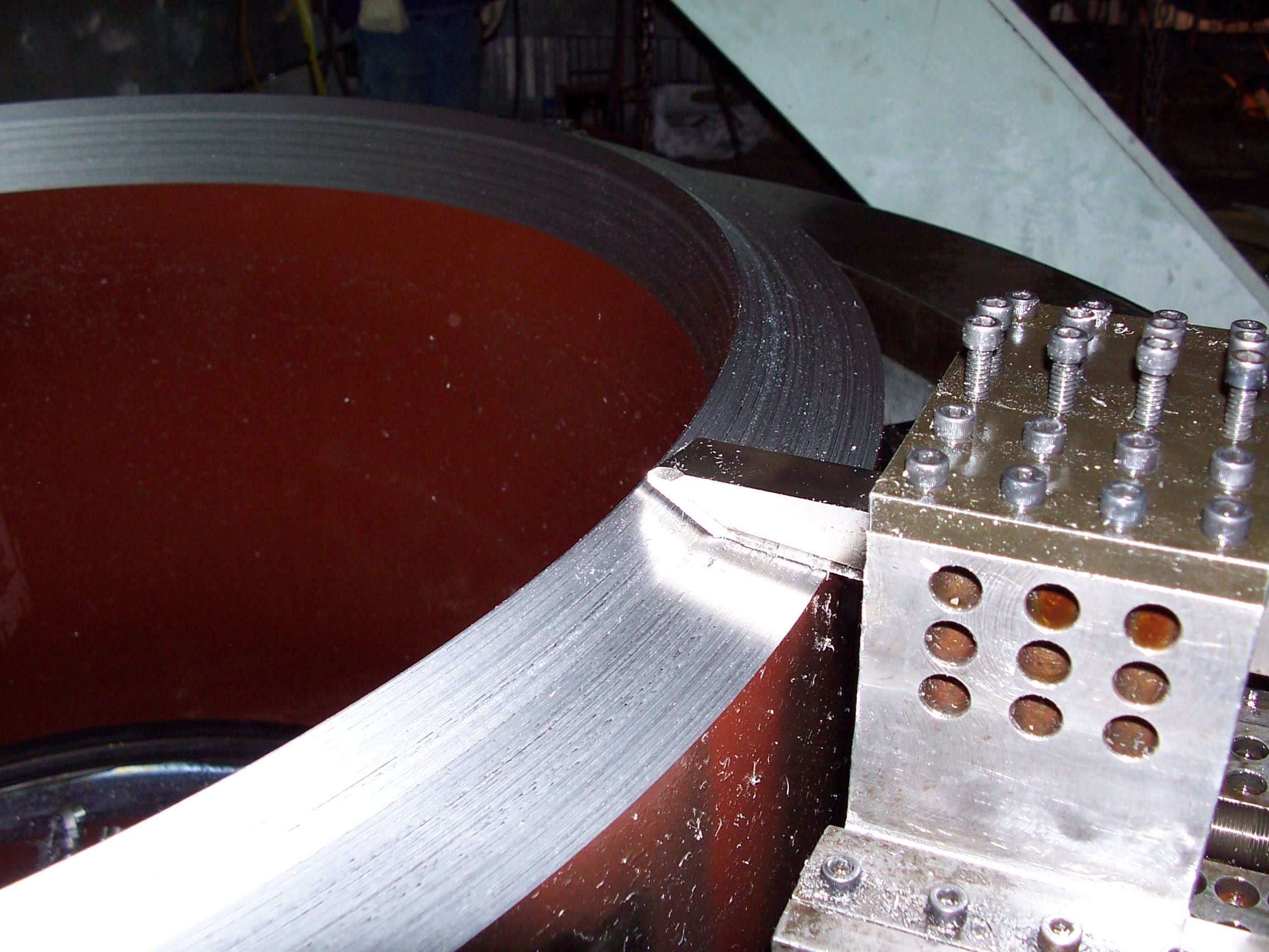 A clamshell lathe cut pipe.