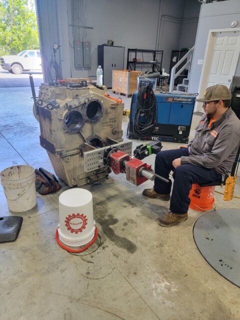 portable machining setup in industrial shop environment