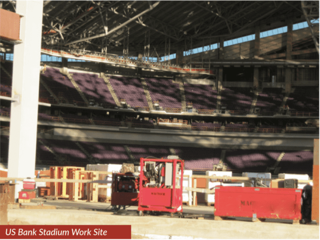 Mactech sets up the equipment on-site at US Bank Stadium