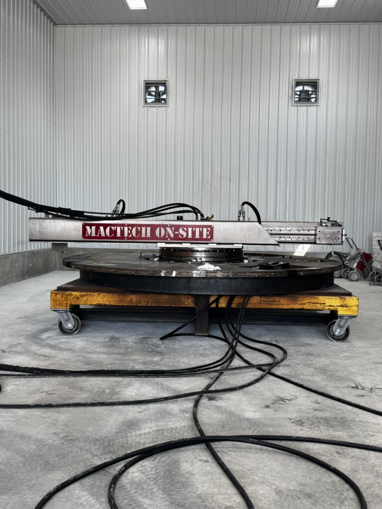 ID-mount large diameter flange facer mounted inside a 94-inch flange bore